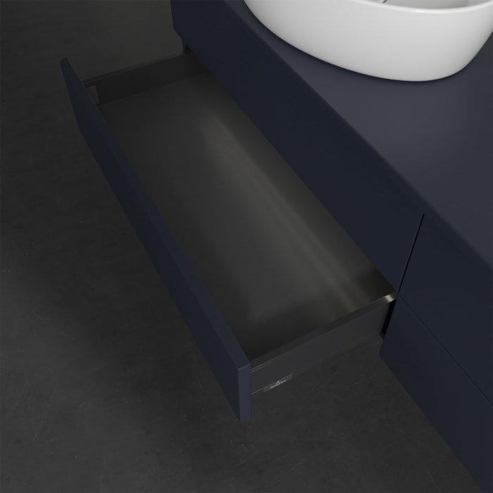 Villeroy & Boch Antao Waschbeckenunterschrank, 160 x 36 cm, 4 Auszüge mit LED-Licht, Front ohne Struktur, ohne Hahnloch, für Waschtisch links und rech