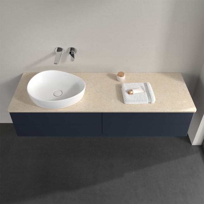 Villeroy & Boch Antao Waschbeckenunterschrank, 160 x 36 cm, 4 Auszüge mit LED-Licht, Front ohne Struktur, ohne Hahnloch, für Waschtisch links