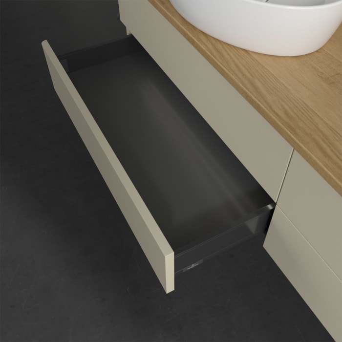 Villeroy & Boch Antao Waschbeckenunterschrank, 160 x 36 cm, 4 Auszüge mit LED-Licht, Front ohne Struktur, ohne Hahnloch, für Waschtisch links und rech