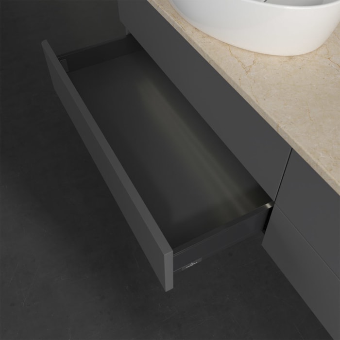 Villeroy & Boch Antao Waschbeckenunterschrank, 160 x 36 cm, 4 Auszüge mit LED-Licht, Front ohne Struktur, ohne Hahnloch, für Waschtisch links und rech