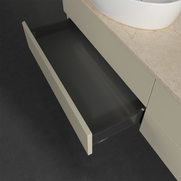 Villeroy & Boch Antao Waschbeckenunterschrank, 160 x 36 cm, 4 Auszüge mit LED-Licht, Front ohne Struktur, ohne Hahnloch, für Waschtisch links und rech