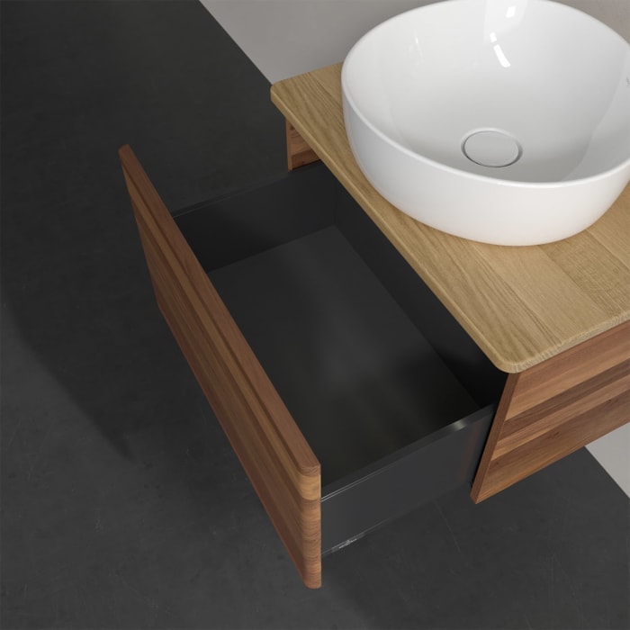 Villeroy & Boch Antao Waschbeckenunterschrank, 60 x 36 cm, 1 Auszug mit LED-Licht, Front ohne Struktur, ohne Hahnloch