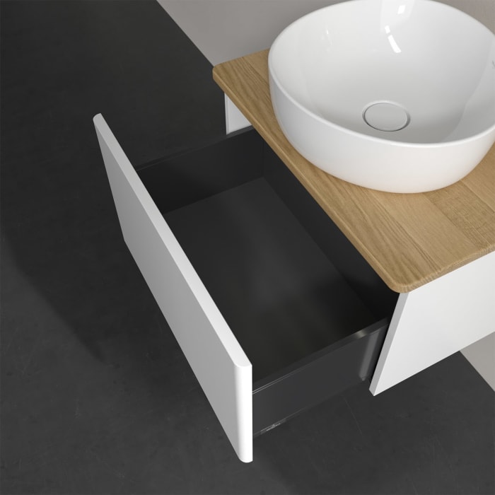 Villeroy & Boch Antao Waschbeckenunterschrank, 60 x 36 cm, 1 Auszug mit LED-Licht, Front ohne Struktur, ohne Hahnloch