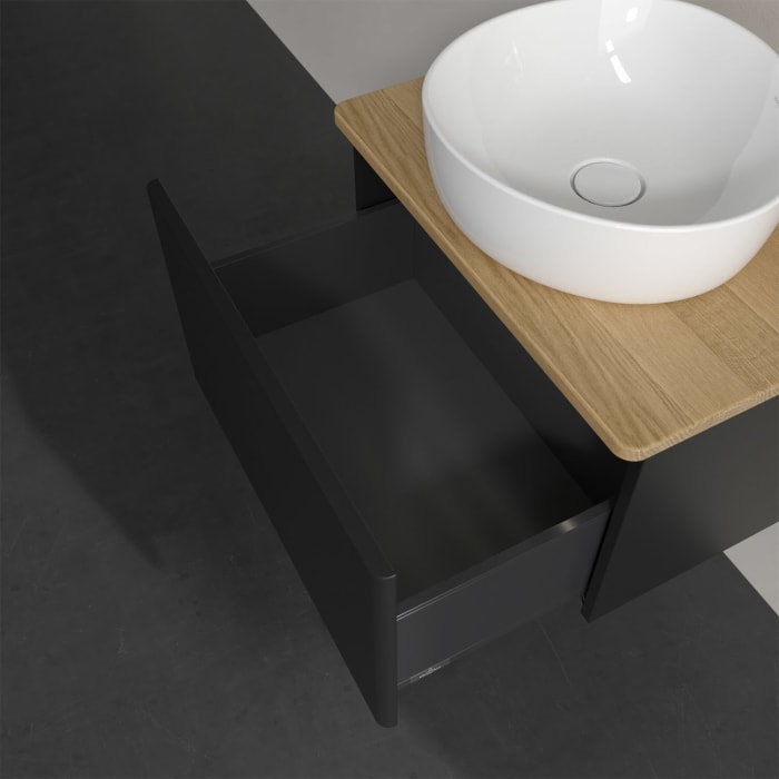 Villeroy & Boch Antao Waschbeckenunterschrank, 60 x 36 cm, 1 Auszug mit LED-Licht, Front ohne Struktur, ohne Hahnloch