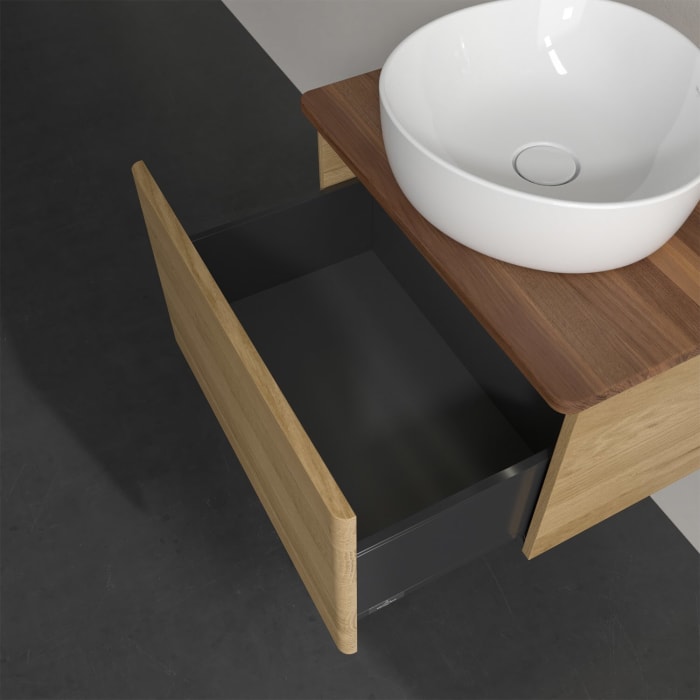 Villeroy & Boch Antao Waschbeckenunterschrank, 60 x 36 cm, 1 Auszug mit LED-Licht, Front ohne Struktur, ohne Hahnloch