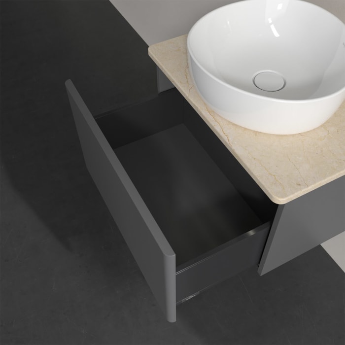 Villeroy & Boch Antao Waschbeckenunterschrank, 60 x 36 cm, 1 Auszug mit LED-Licht, Front ohne Struktur, ohne Hahnloch