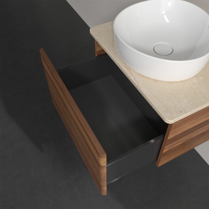 Villeroy & Boch Antao Waschbeckenunterschrank, 60 x 36 cm, 1 Auszug mit LED-Licht, Front ohne Struktur, ohne Hahnloch