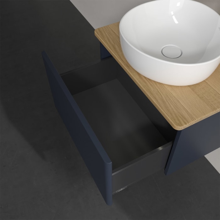 Villeroy & Boch Antao Waschbeckenunterschrank, 60 x 36 cm, 1 Auszug mit LED-Licht, Front ohne Struktur, mit Hahnloch