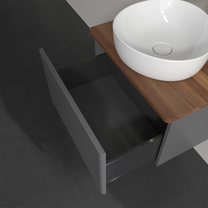 Villeroy & Boch Antao Waschbeckenunterschrank, 60 x 36 cm, 1 Auszug mit LED-Licht, Front ohne Struktur, mit Hahnloch