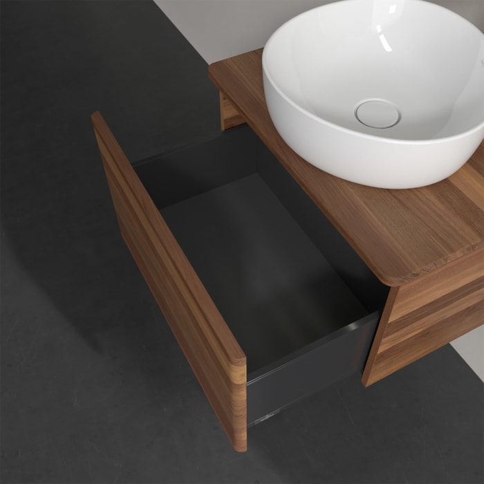 Villeroy & Boch Antao Waschbeckenunterschrank, 60 x 36 cm, 1 Auszug mit LED-Licht, Front ohne Struktur, mit Hahnloch