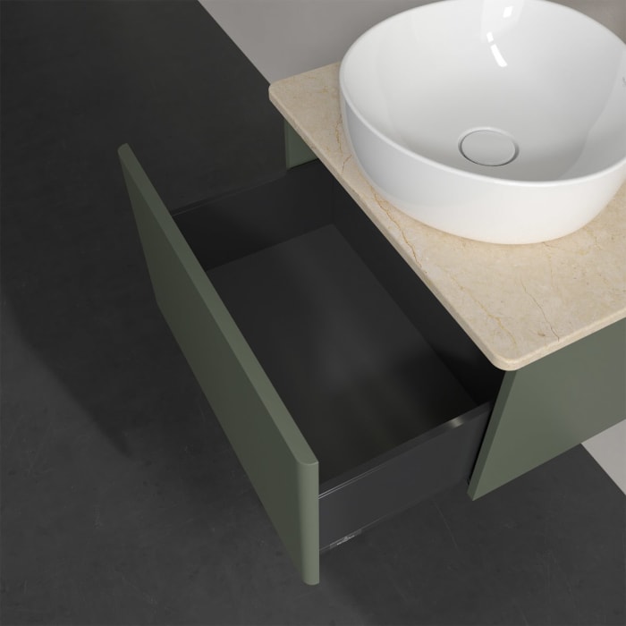 Villeroy & Boch Antao Waschbeckenunterschrank, 60 x 36 cm, 1 Auszug mit LED-Licht, Front ohne Struktur, mit Hahnloch