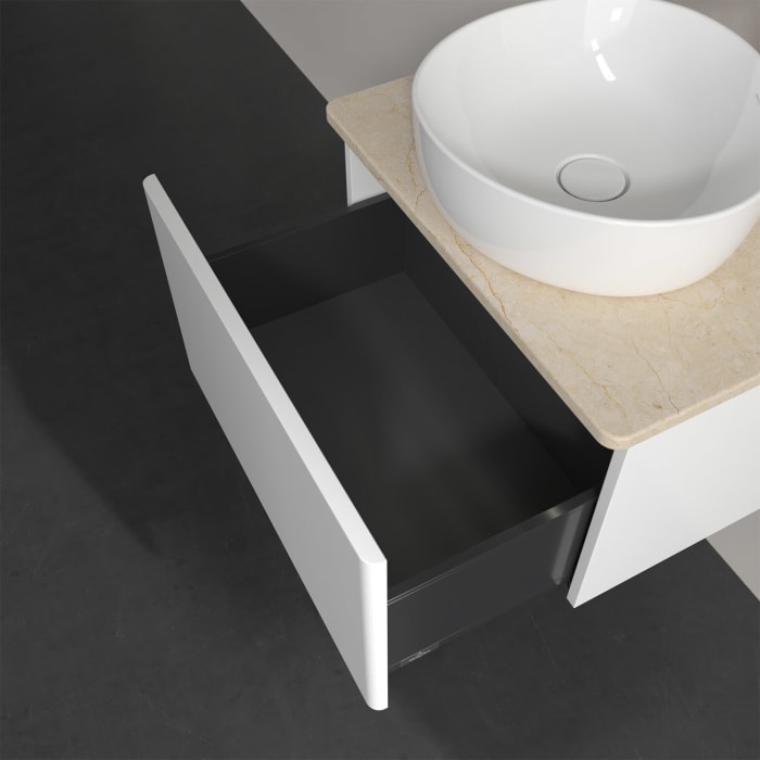 Villeroy & Boch Antao Waschbeckenunterschrank, 60 x 36 cm, 1 Auszug mit LED-Licht, Front ohne Struktur, mit Hahnloch