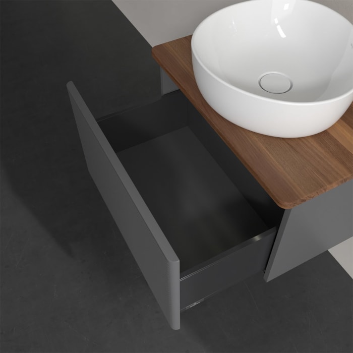 Villeroy & Boch Antao Waschbeckenunterschrank, 60 x 36 cm, 1 Auszug mit LED-Licht, Front mit Struktur, ohne Hahnloch