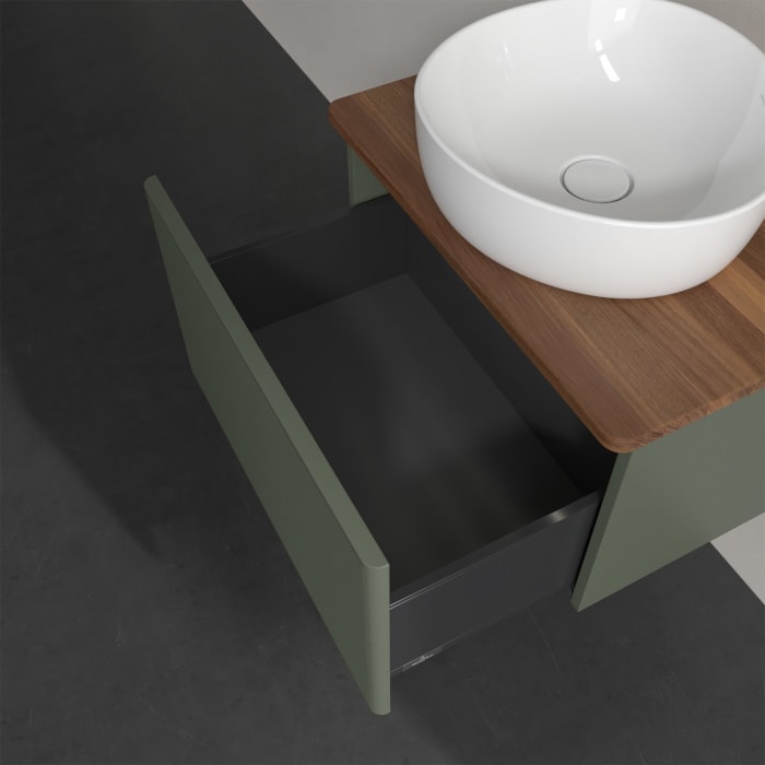 Villeroy & Boch Antao Waschbeckenunterschrank, 60 x 36 cm, 1 Auszug mit LED-Licht, Front mit Struktur, ohne Hahnloch