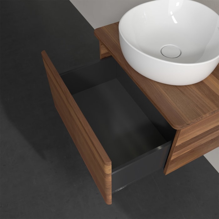 Villeroy & Boch Antao Waschbeckenunterschrank, 60 x 36 cm, 1 Auszug mit LED-Licht, Front mit Struktur, ohne Hahnloch