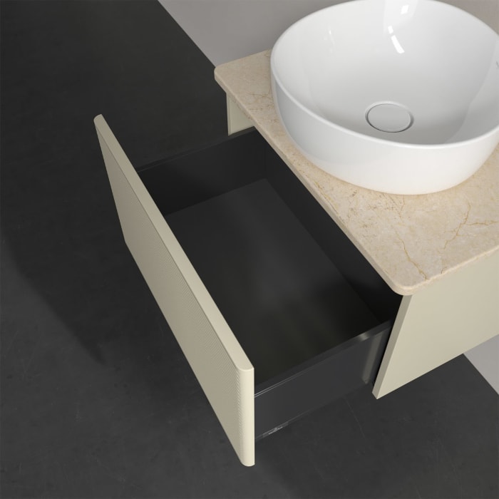 Villeroy & Boch Antao Waschbeckenunterschrank, 60 x 36 cm, 1 Auszug mit LED-Licht, Front mit Struktur, ohne Hahnloch