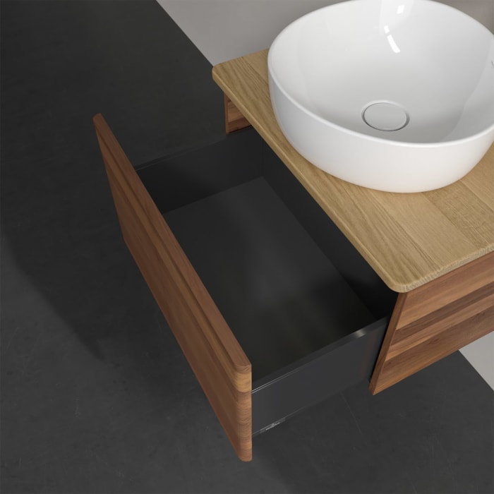 Villeroy & Boch Antao Waschbeckenunterschrank, 60 x 36 cm, 1 Auszug mit LED-Licht, Front mit Struktur, mit Hahnloch