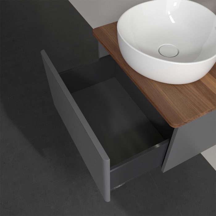 Villeroy & Boch Antao Waschbeckenunterschrank, 60 x 36 cm, 1 Auszug mit LED-Licht, Front mit Struktur, mit Hahnloch