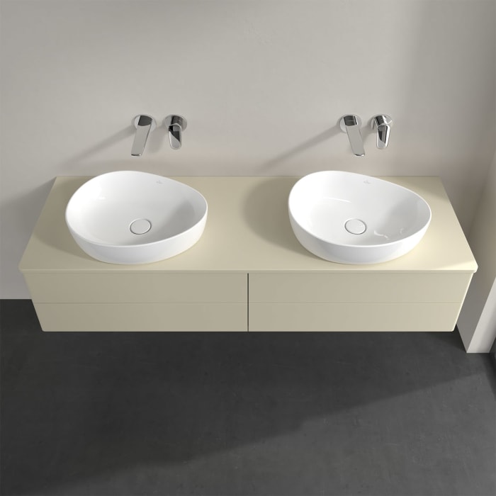 Villeroy & Boch Antao Waschbeckenunterschrank, 160 x 36 cm, 4 Auszüge mit LED-Licht, Front ohne Struktur, ohne Hahnloch, für Waschtisch links und rech