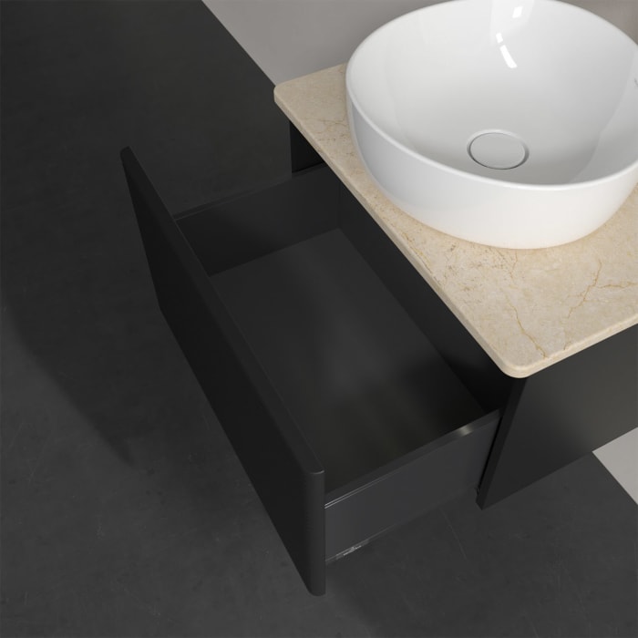 Villeroy & Boch Antao Waschbeckenunterschrank, 60 x 36 cm, 1 Auszug mit LED-Licht, Front mit Struktur, mit Hahnloch