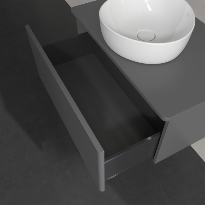 Villeroy & Boch Antao Waschbeckenunterschrank, 80 x 36 cm, 1 Auszug mit LED-Licht, Front ohne Struktur, ohne Hahnloch