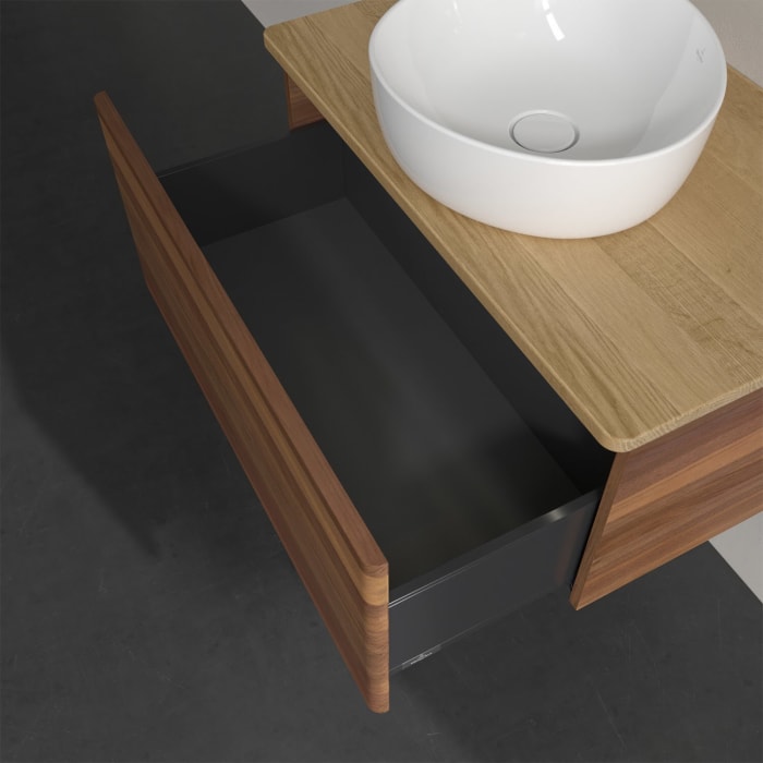 Villeroy & Boch Antao Waschbeckenunterschrank, 80 x 36 cm, 1 Auszug mit LED-Licht, Front ohne Struktur, ohne Hahnloch