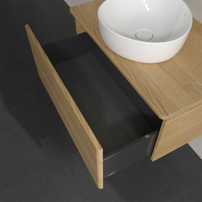 Villeroy & Boch Antao Waschbeckenunterschrank, 80 x 36 cm, 1 Auszug mit LED-Licht, Front ohne Struktur, ohne Hahnloch