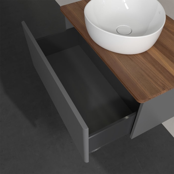 Villeroy & Boch Antao Waschbeckenunterschrank, 80 x 36 cm, 1 Auszug mit LED-Licht, Front ohne Struktur, ohne Hahnloch