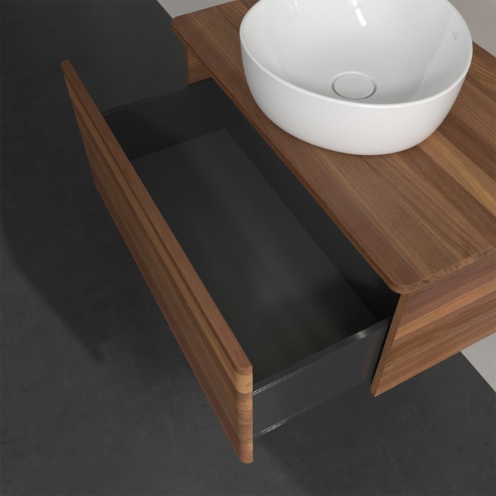 Villeroy & Boch Antao Waschbeckenunterschrank, 80 x 36 cm, 1 Auszug mit LED-Licht, Front ohne Struktur, ohne Hahnloch