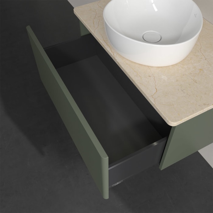 Villeroy & Boch Antao Waschbeckenunterschrank, 80 x 36 cm, 1 Auszug mit LED-Licht, Front ohne Struktur, ohne Hahnloch