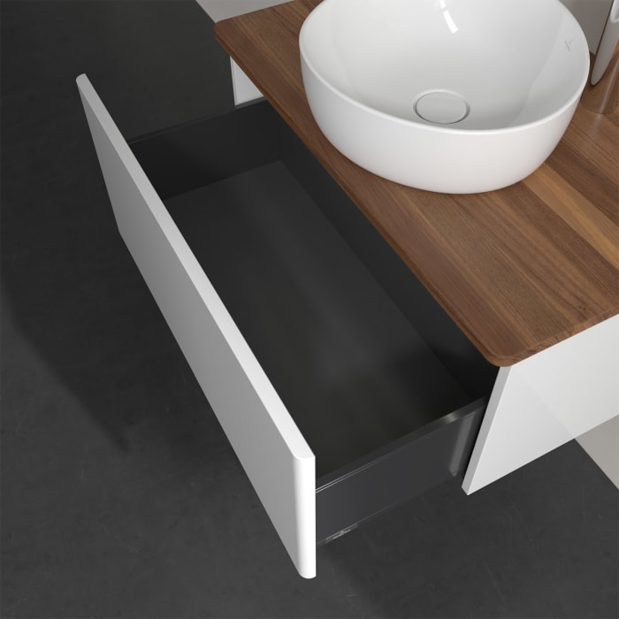 Villeroy & Boch Antao Waschbeckenunterschrank, 80 x 36 cm, 1 Auszug mit LED-Licht, Front ohne Struktur, mit Hahnloch