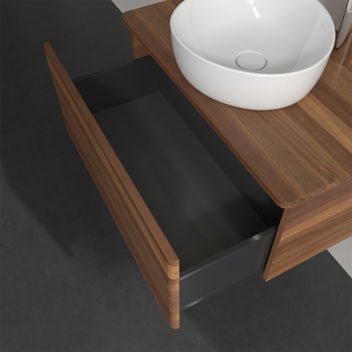 Villeroy & Boch Antao Waschbeckenunterschrank, 80 x 36 cm, 1 Auszug mit LED-Licht, Front ohne Struktur, mit Hahnloch