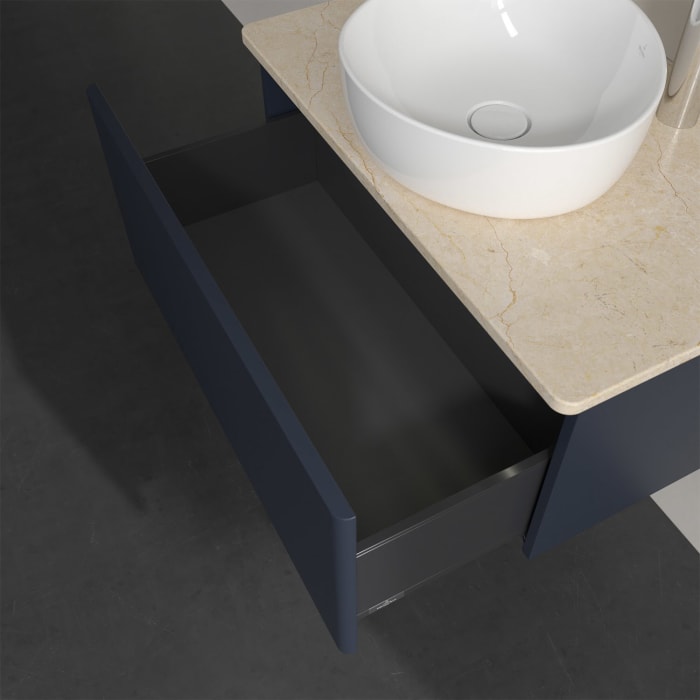 Villeroy & Boch Antao Waschbeckenunterschrank, 80 x 36 cm, 1 Auszug mit LED-Licht, Front ohne Struktur, mit Hahnloch