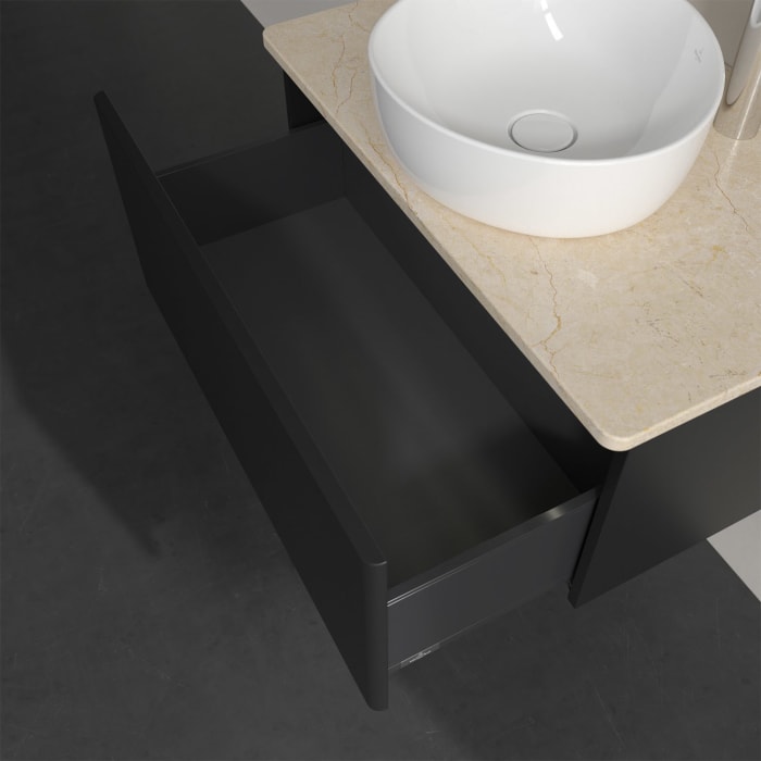 Villeroy & Boch Antao Waschbeckenunterschrank, 80 x 36 cm, 1 Auszug mit LED-Licht, Front ohne Struktur, mit Hahnloch