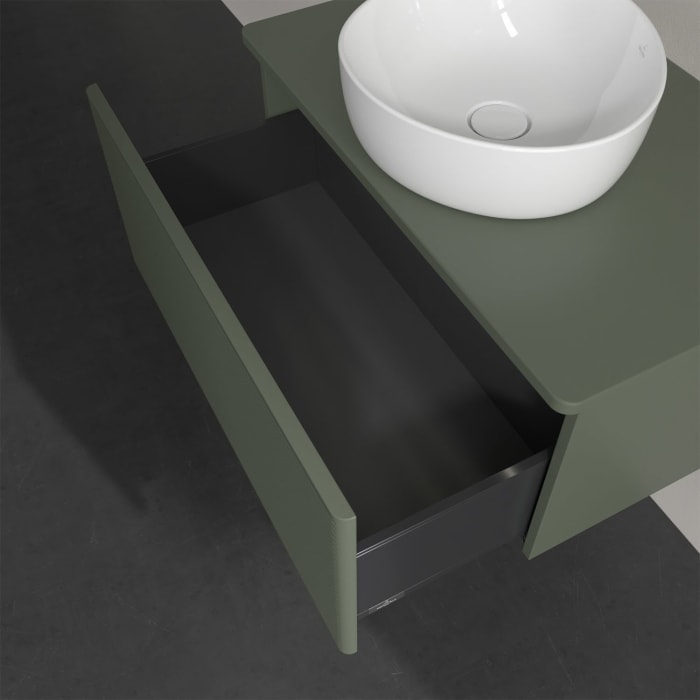 Villeroy & Boch Antao Waschbeckenunterschrank, 80 x 36 cm, 1 Auszug mit LED-Licht, Front mit Struktur, ohne Hahnloch