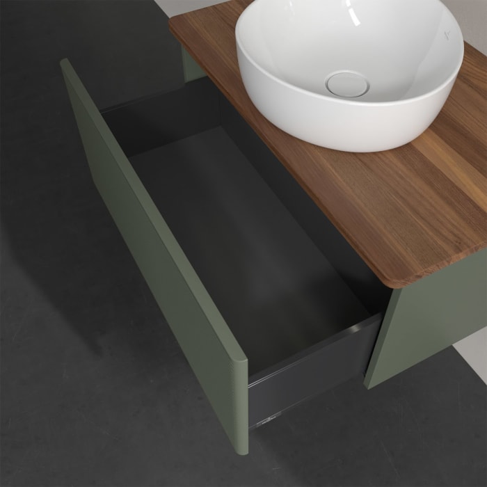 Villeroy & Boch Antao Waschbeckenunterschrank, 80 x 36 cm, 1 Auszug mit LED-Licht, Front mit Struktur, ohne Hahnloch