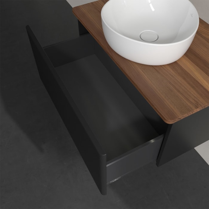 Villeroy & Boch Antao Waschbeckenunterschrank, 80 x 36 cm, 1 Auszug mit LED-Licht, Front mit Struktur, ohne Hahnloch