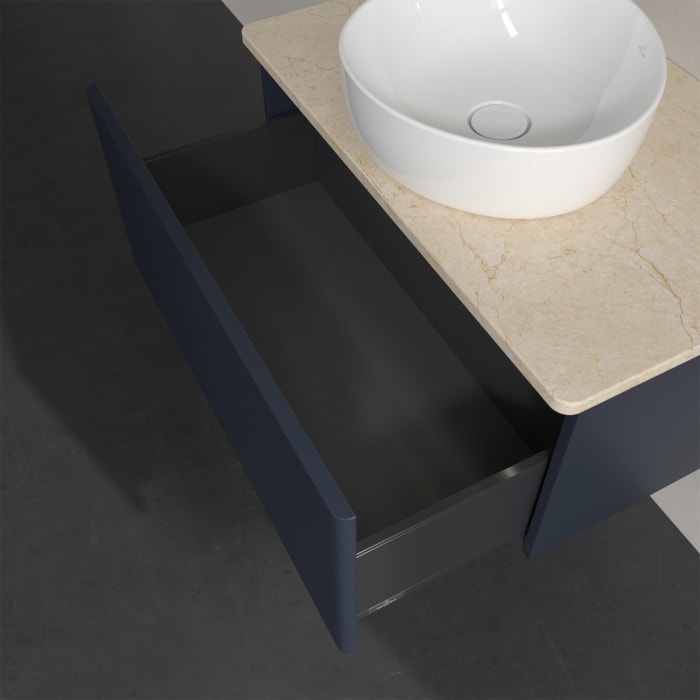 Villeroy & Boch Antao Waschbeckenunterschrank, 80 x 36 cm, 1 Auszug mit LED-Licht, Front mit Struktur, ohne Hahnloch