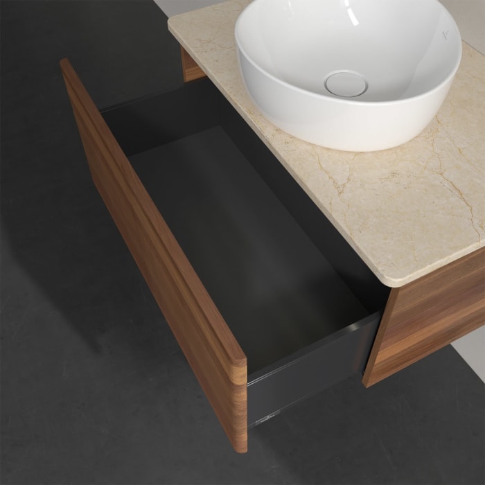 Villeroy & Boch Antao Waschbeckenunterschrank, 80 x 36 cm, 1 Auszug mit LED-Licht, Front mit Struktur, ohne Hahnloch