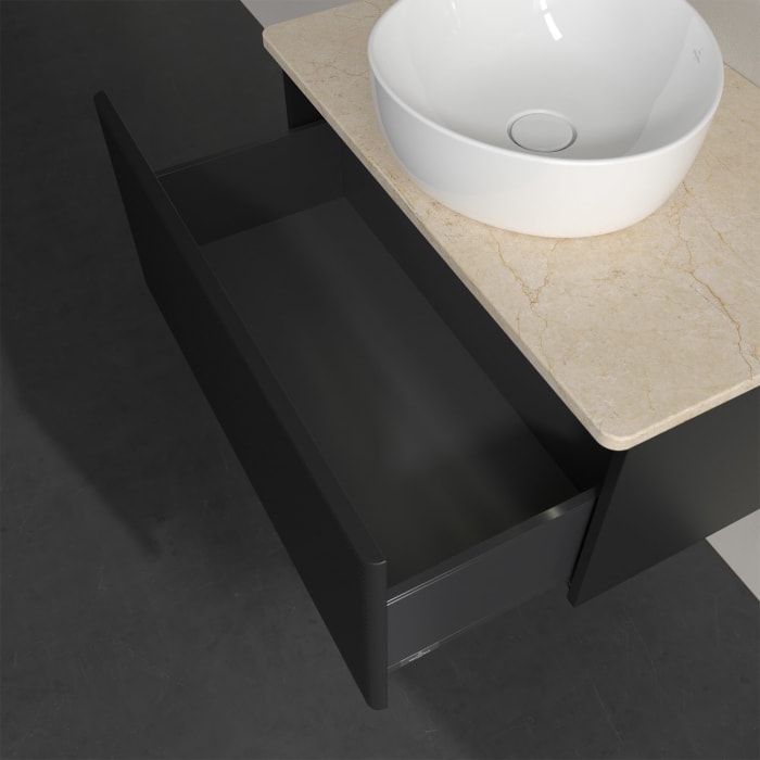 Villeroy & Boch Antao Waschbeckenunterschrank, 80 x 36 cm, 1 Auszug mit LED-Licht, Front mit Struktur, ohne Hahnloch