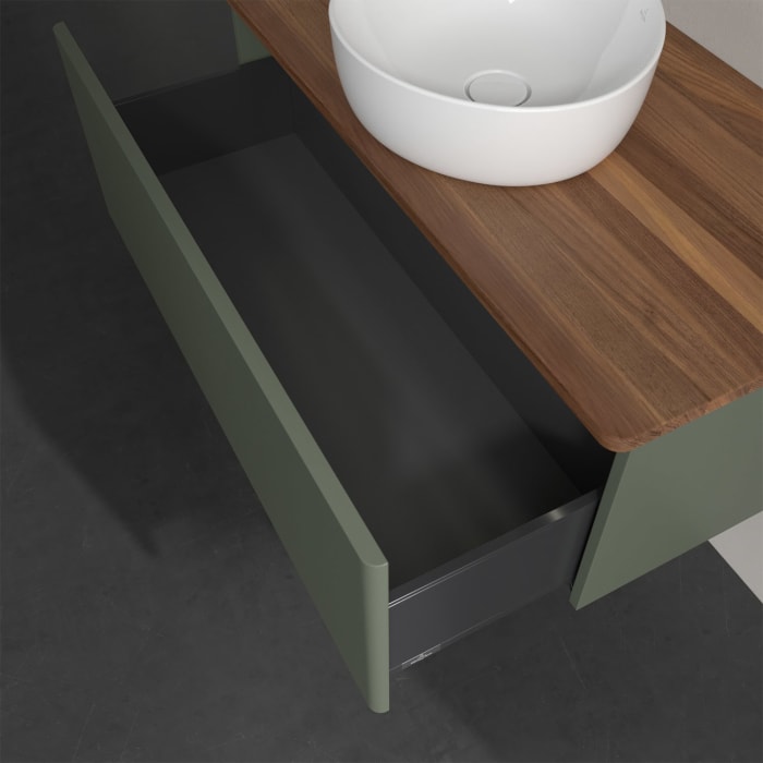 Villeroy & Boch Antao Waschbeckenunterschrank, 100 x 36 cm, 1 Auszug mit LED-Licht, Front ohne Struktur, ohne Hahnloch