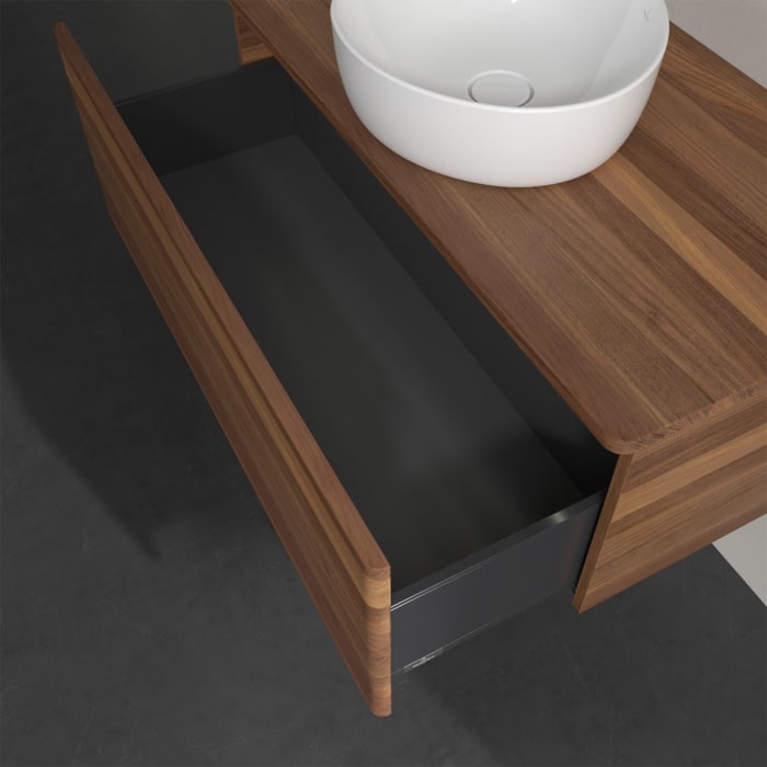 Villeroy & Boch Antao Waschbeckenunterschrank, 100 x 36 cm, 1 Auszug mit LED-Licht, Front ohne Struktur, ohne Hahnloch