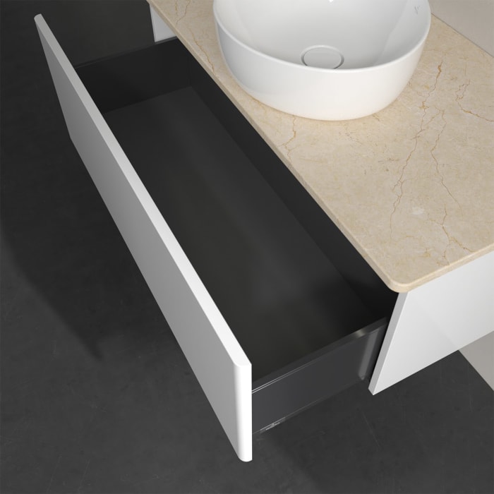 Villeroy & Boch Antao Waschbeckenunterschrank, 100 x 36 cm, 1 Auszug mit LED-Licht, Front ohne Struktur, ohne Hahnloch