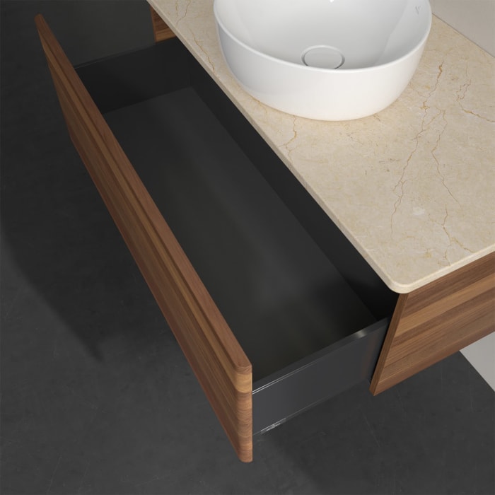 Villeroy & Boch Antao Waschbeckenunterschrank, 100 x 36 cm, 1 Auszug mit LED-Licht, Front ohne Struktur, ohne Hahnloch