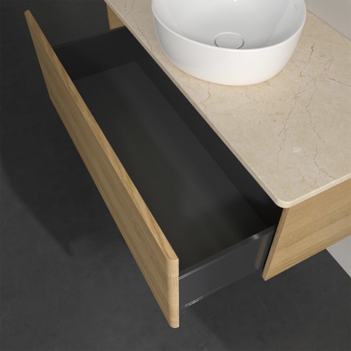 Villeroy & Boch Antao Waschbeckenunterschrank, 100 x 36 cm, 1 Auszug mit LED-Licht, Front ohne Struktur, ohne Hahnloch