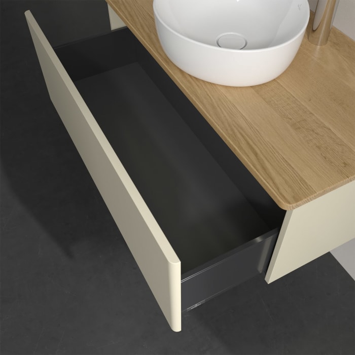 Villeroy & Boch Antao Waschbeckenunterschrank, 100 x 36 cm, 1 Auszug mit LED-Licht, Front ohne Struktur, mit Hahnloch