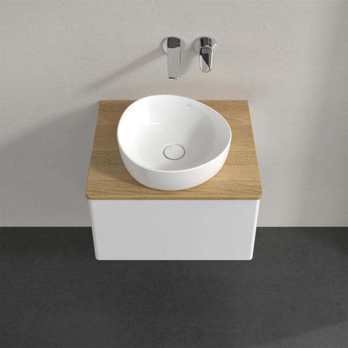 Villeroy & Boch Antao Waschbeckenunterschrank, 60 x 36 cm, 1 Auszug mit LED-Licht, Front ohne Struktur, ohne Hahnloch