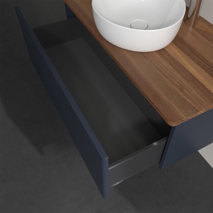 Villeroy & Boch Antao Waschbeckenunterschrank, 100 x 36 cm, 1 Auszug mit LED-Licht, Front ohne Struktur, mit Hahnloch