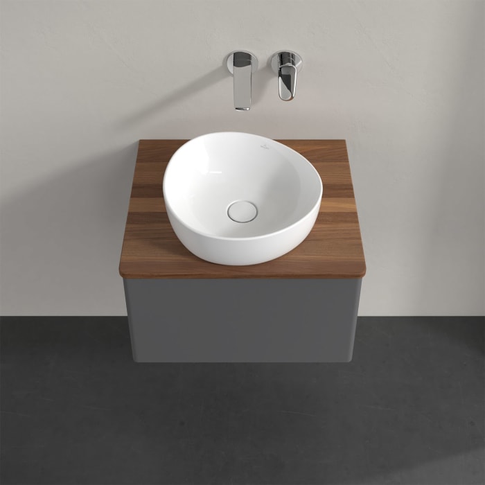 Villeroy & Boch Antao Waschbeckenunterschrank, 60 x 36 cm, 1 Auszug mit LED-Licht, Front ohne Struktur, ohne Hahnloch