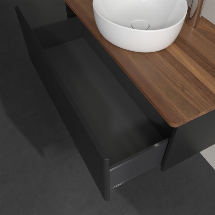 Villeroy & Boch Antao Waschbeckenunterschrank, 100 x 36 cm, 1 Auszug mit LED-Licht, Front ohne Struktur, mit Hahnloch